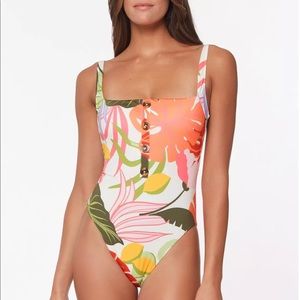 Sanctuary Fresh Squeezed Button Front One-Piece Swimsuit